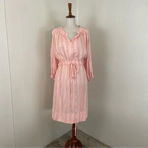 Pink Striped Dress with Drawstring Waist